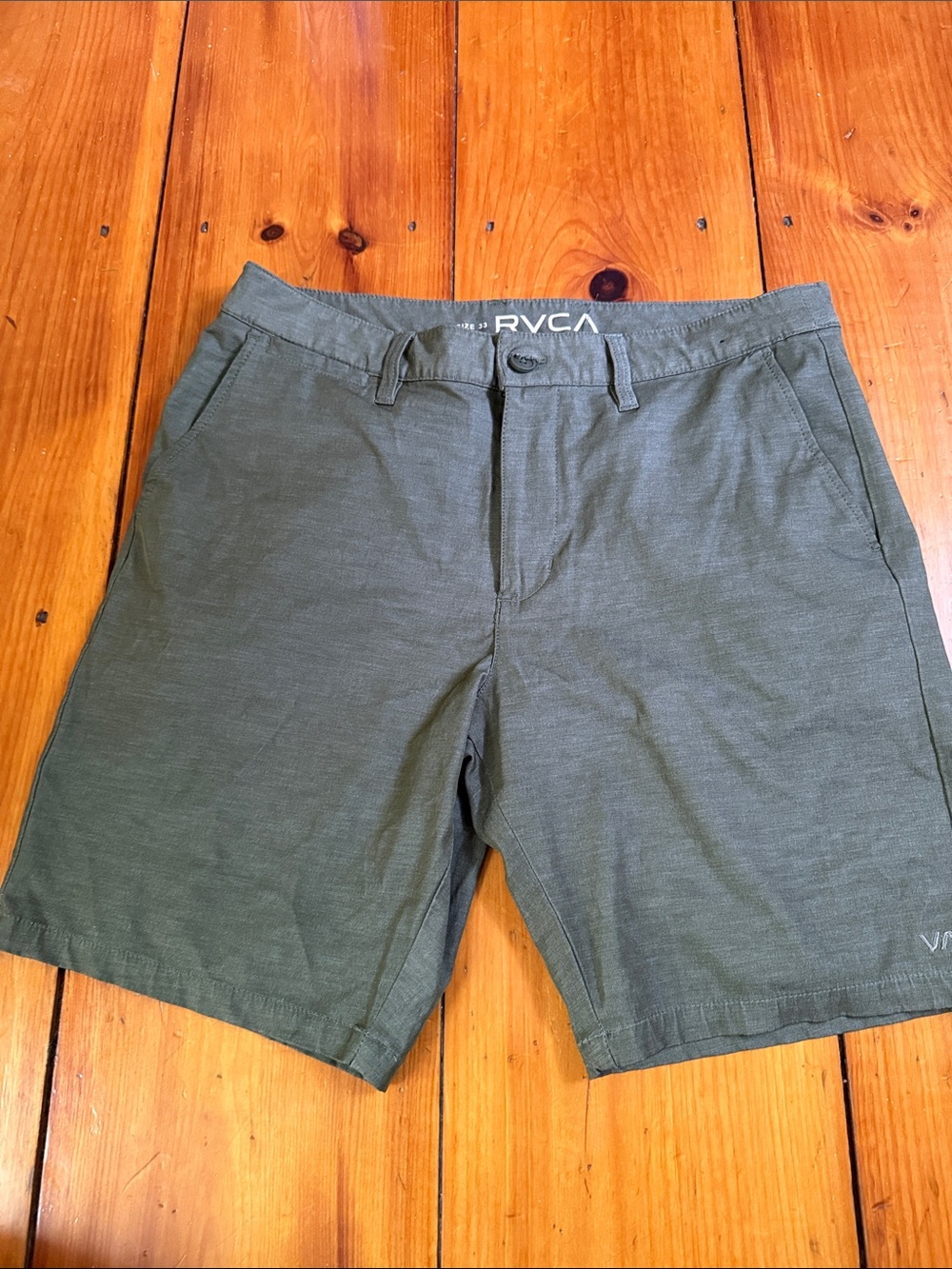 RVCA Men's Olive Green Flat Front Shorts